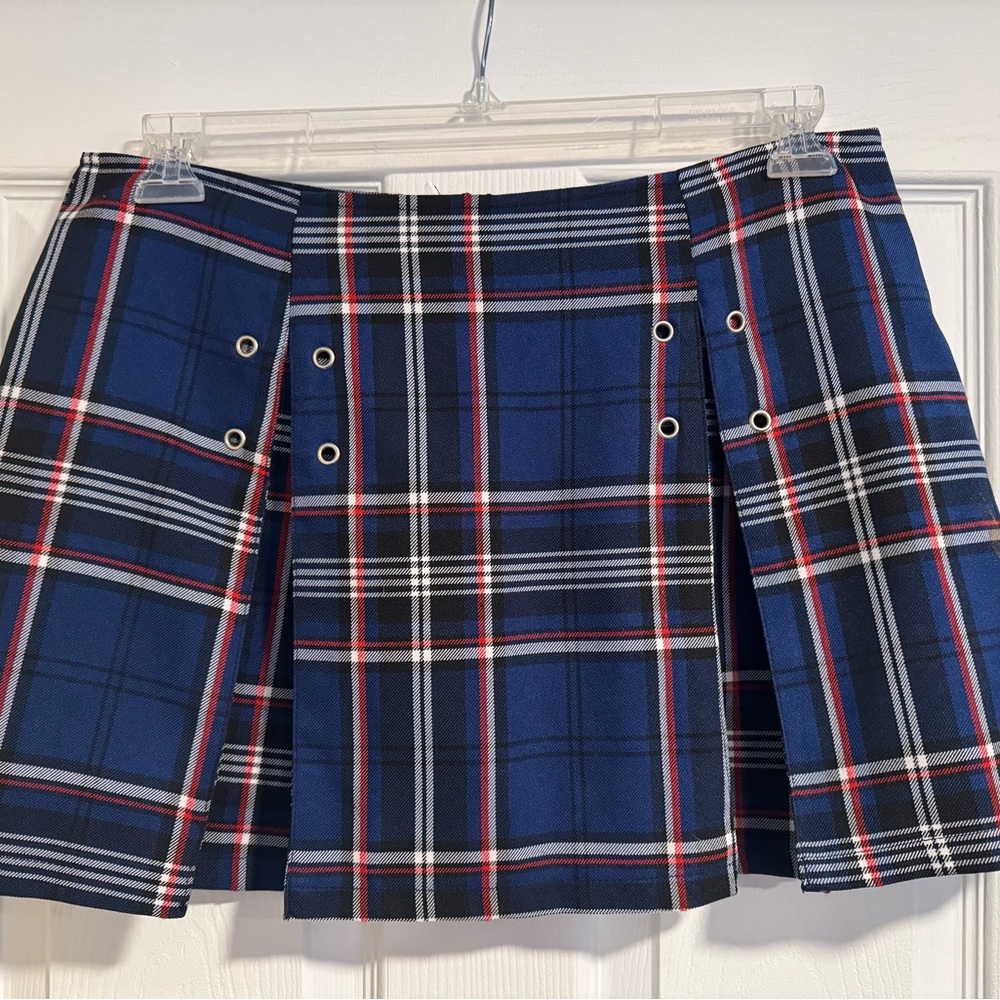 Lip Service Blue Red Pleated Skater Skirt